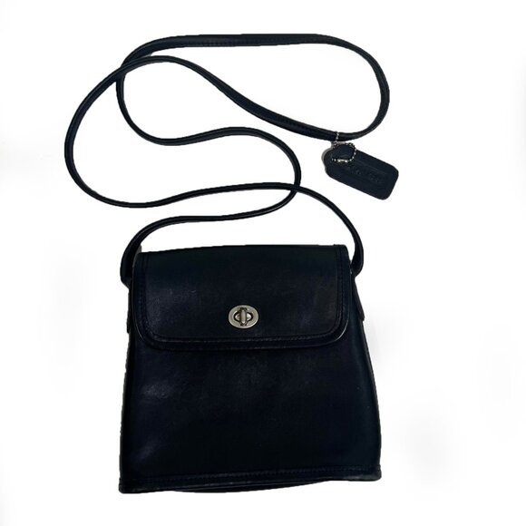 Vintage Coach Black Leather Nickel Tango 9049 - Picture 1 of 5